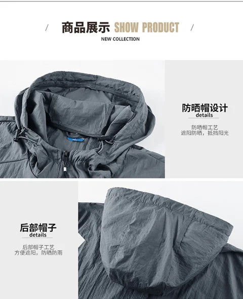 Jacket Mens Spring autumn New men sun protection coat jacket Solid color hooded Jackets casual coat Men's business coats 2318