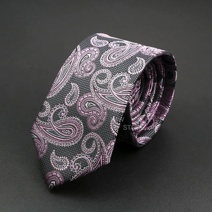 Mens Paisley Necktie - Grey Brown Green Wedding  Business Tie