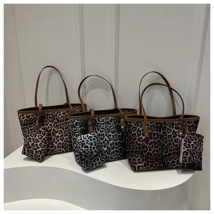 Leopard Print Tote Bag - Women's PU Leather Large Capacity Casual Travel Purse