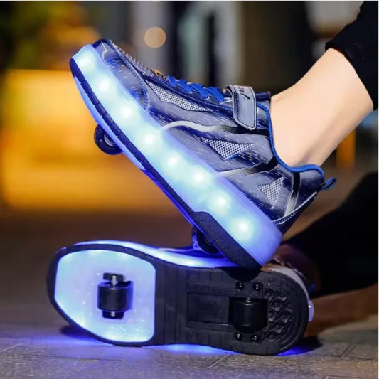 LED Roller Skates - Rechargeable Wheeled Sports Shoes with Lights & Massage Feature - ZOOMNSTORE