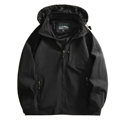 New Waterproof Hooded Jackets Men Casual Windproof Coat Autumn Lightweight Multi-Pocket Hiking Windbreaker Detachable Hat Jacket