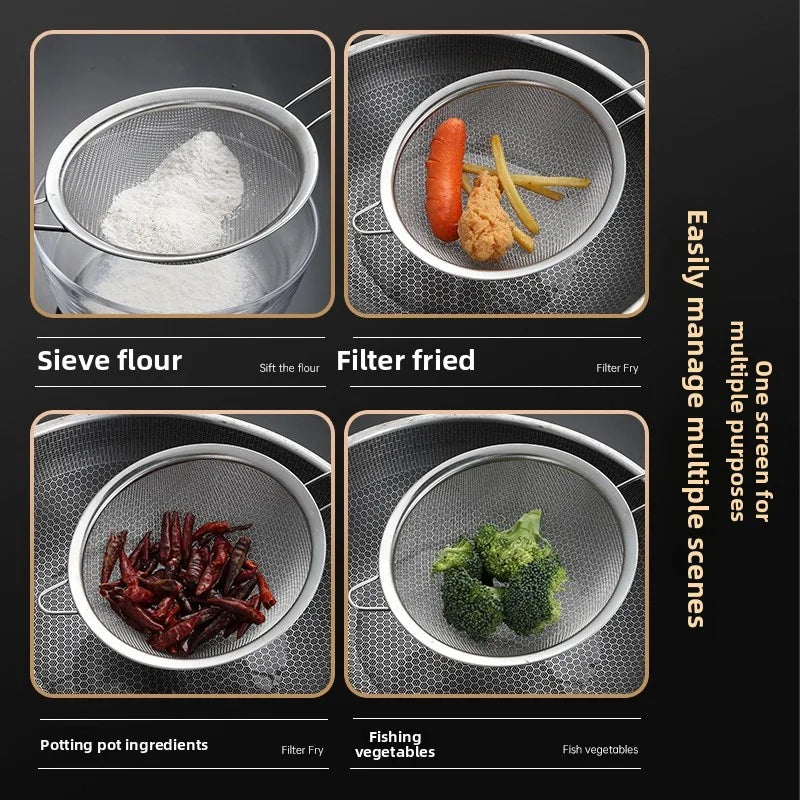 Stainless Steel Sieve - Fine Mesh Strainer & Durable Wire Mesh Filter for Kitchen