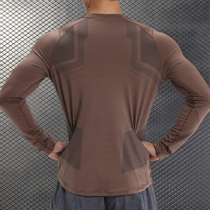Men Compression Shirt - Long Sleeve Running Gym Top With Moisture Wicking Fabric