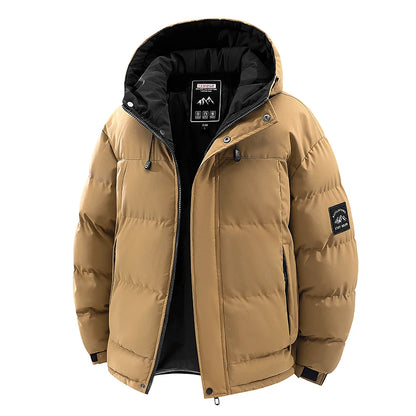 New Windproof Thickening Men Tops Outdoors Loose Versatile Comfort Keep Warm Coats Winter Fashion Casual Solid Hooded Parka Men