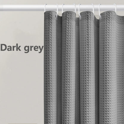 Waterproof Thickened Waffle Shower Curtain - Mildew Resistant Solid Color Bathroom Decor - ZOOMNSTORE
