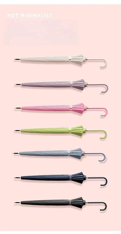 Japanese Long Handled Umbrella Ins for Both Sunny and Rainy Use, Black Glue Large Size Storm Resistant 16 Bone Automatic Waterpr