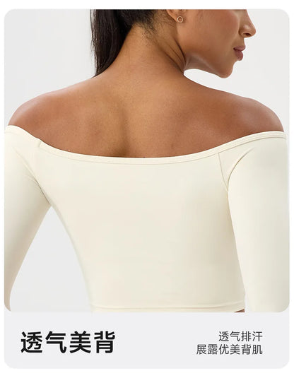 Women's Yoga Shirt - Long Sleeve One Shoulder Tight Fit Workout Top | Quick Drying