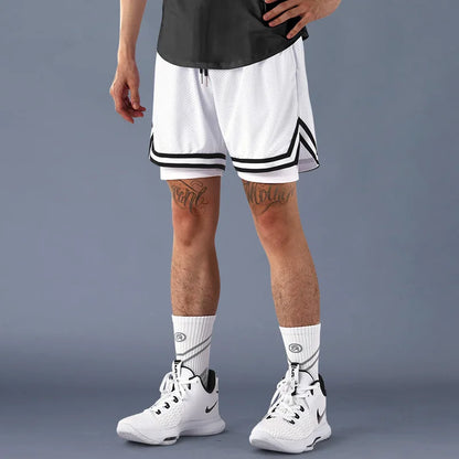 1pcs Men Basketball Sport Shorts Boy Gym Running Short Male 2 In 1 Quick Dry Workout Training Fitness Mesh Breathable Short Pant