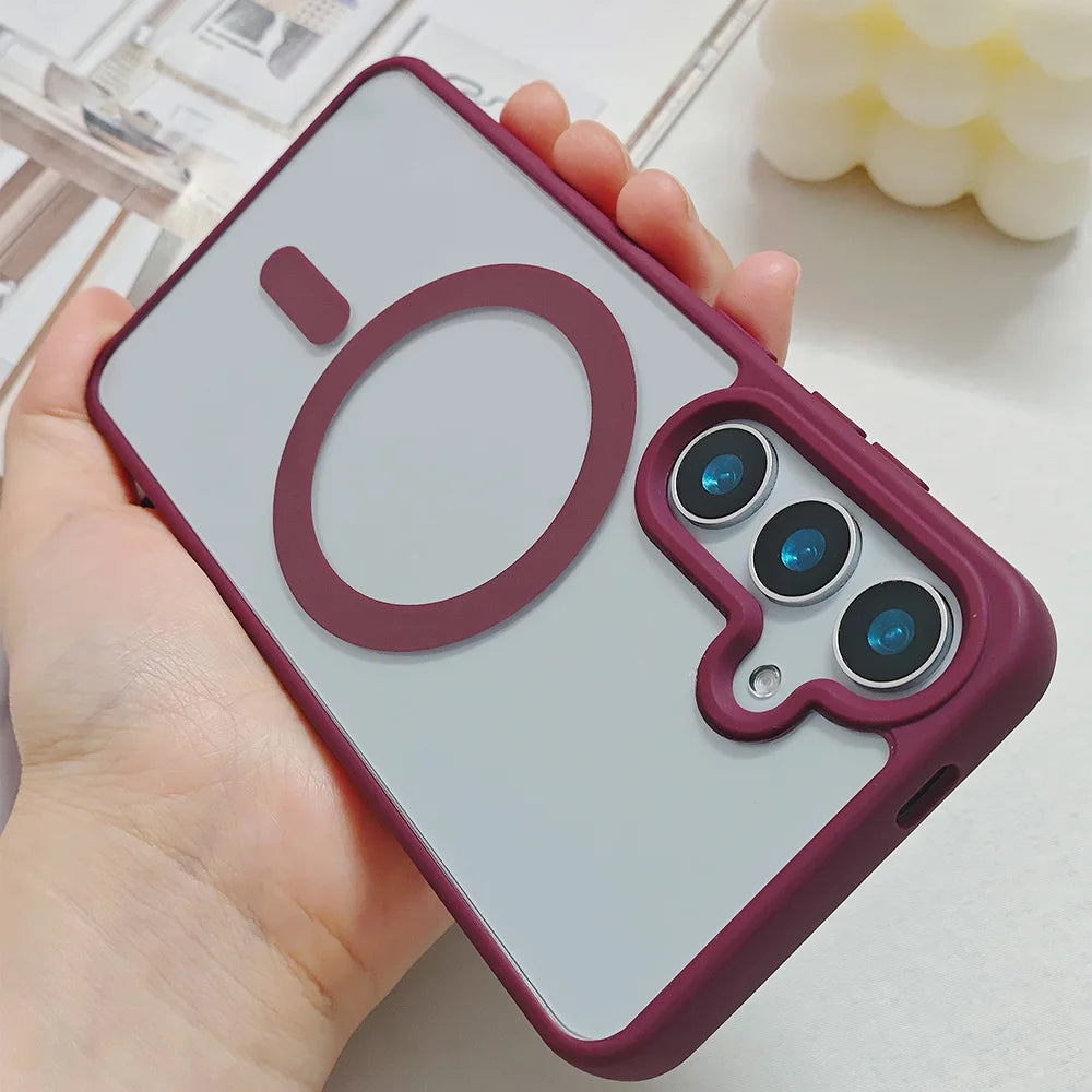 Frosted Magnetic Phone Case for Samsung Galaxy S26 Ultra S25 Edge S24 S23 FE S22 Plus for Magsafe A57 A37 A17 A07 A56 A36 Cover