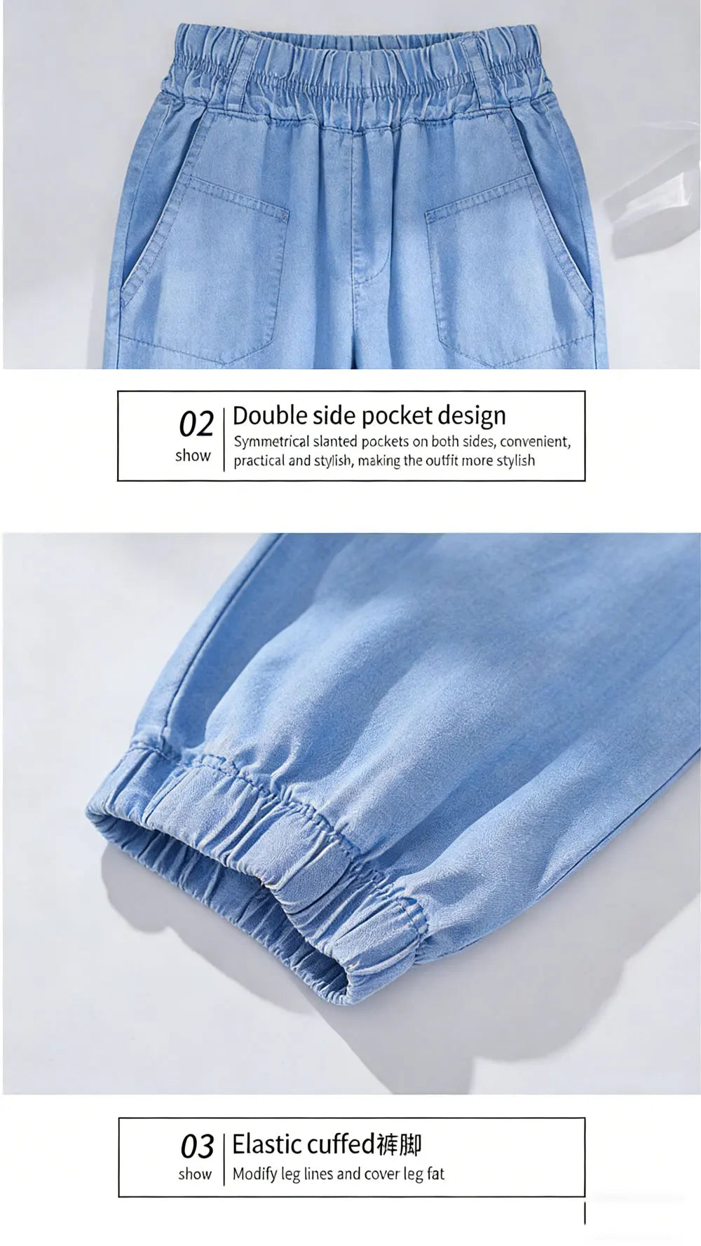 Plus Size Ice Silk Denim Pants Yoga Sports Thin Loose Style Women's Summer Casual Wide Leg Pants Harajuku Style Loose Waist