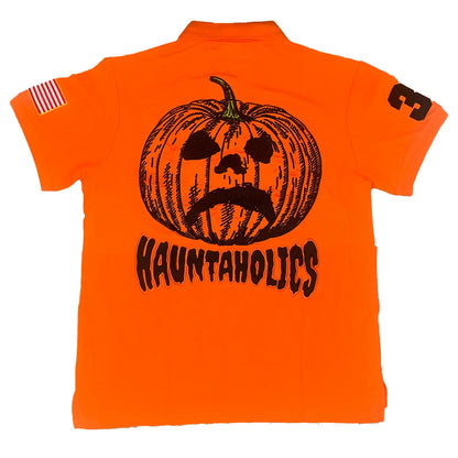 Y2K Haunted Polo Shirt - Halloween Devil Pumpkin Embroidery Gothic Streetwear - ZOOMNSTORE