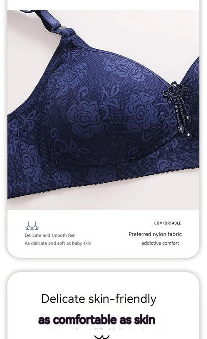 Ladies Ultra-thin Without Steel Ring Fashionable Printing Adjustable Underwear Seamless Breathable Gathering Anti Sagging Bra