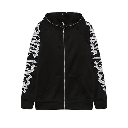 Women Crop Zip Hoodie Y2K Gothic Letter Big Hood Slim Sweatshirt Long Sleeve Cropped Jacket Street Club Daily Casual Outfit