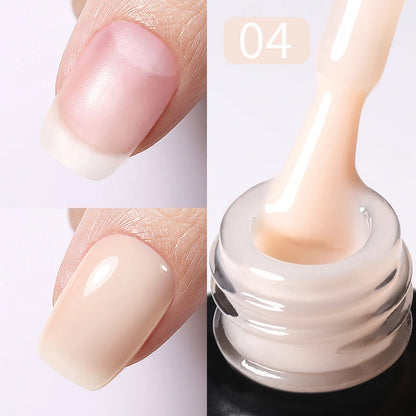 Milky Pink Rubber Base Gel Nail Polish - Glitter Semi-Permanent UV LED Varnish 15ml