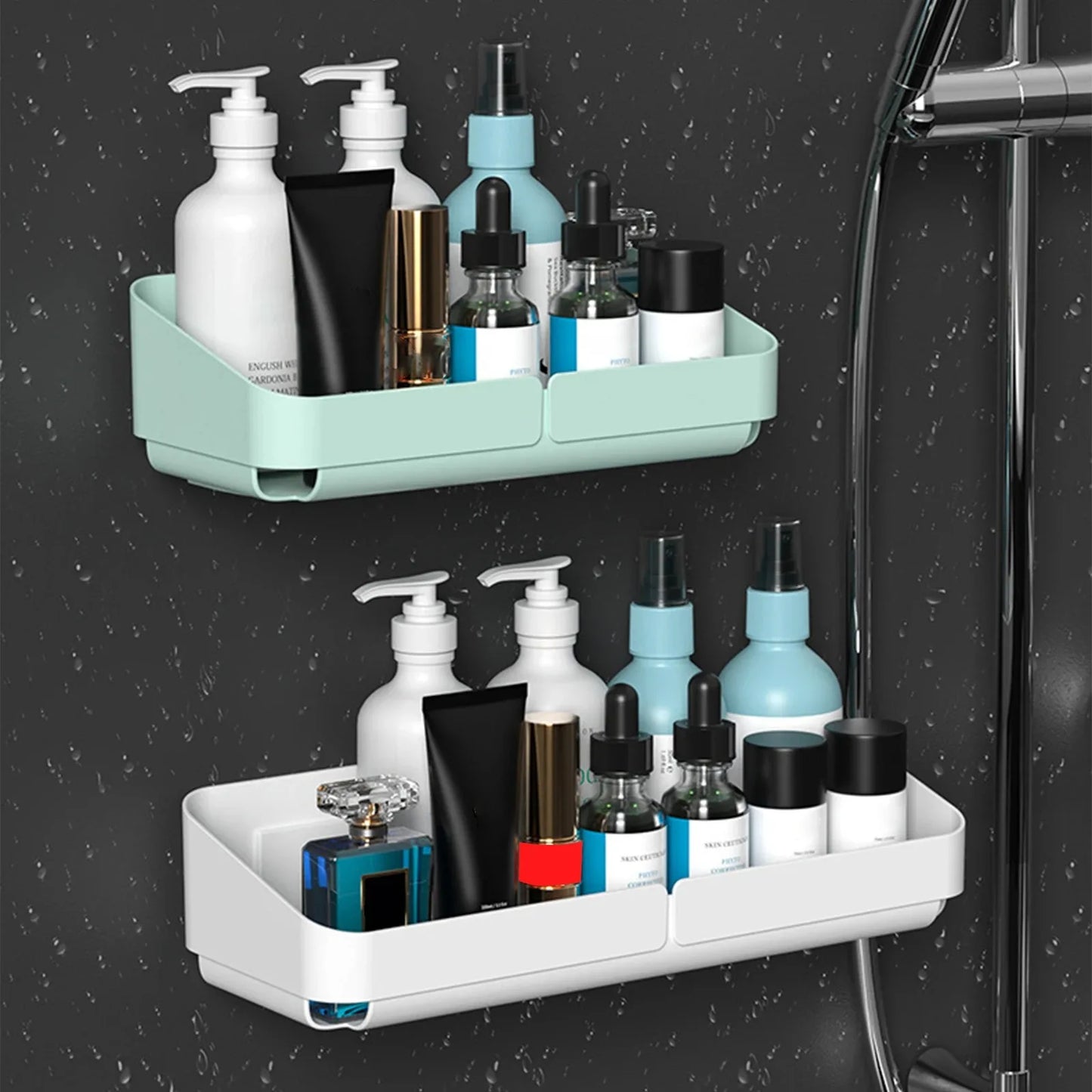 Bathroom Kitchen Wall Shelf - No-Drill Makeup  Shampoo Organizer