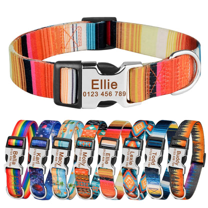 Personalized Dog Collar Custom Engraved Name ID Tag Nameplate Adjustable Small Large Medium Puppy Pet Dogs Collars