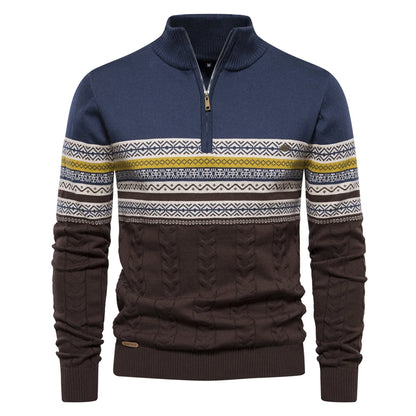 2023 New Autumn High Quality Zipper Pullers Men Warm Winter Cotton Sweaters for Men Ethnic Patterns Casual Mens Sweater