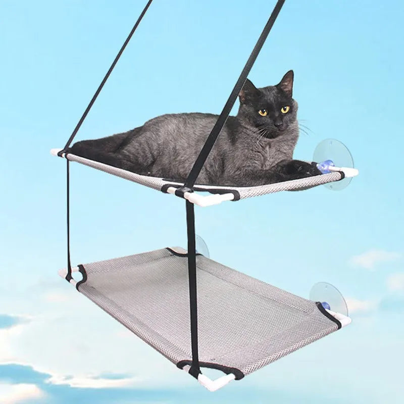 Cat Hammock Window Bed Kitten Sunny Seat Hanging Mount Beds Cat Sofa double-decker tunnels Suction Cup Wall Pet Hanging Winter