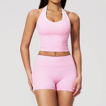 2 Pieces Workout Suit Women Yoga Outfits Athletic Wear Shockproof Halter Sports Bra High Waist Butt Lift Yoga Pants Fitness Suit