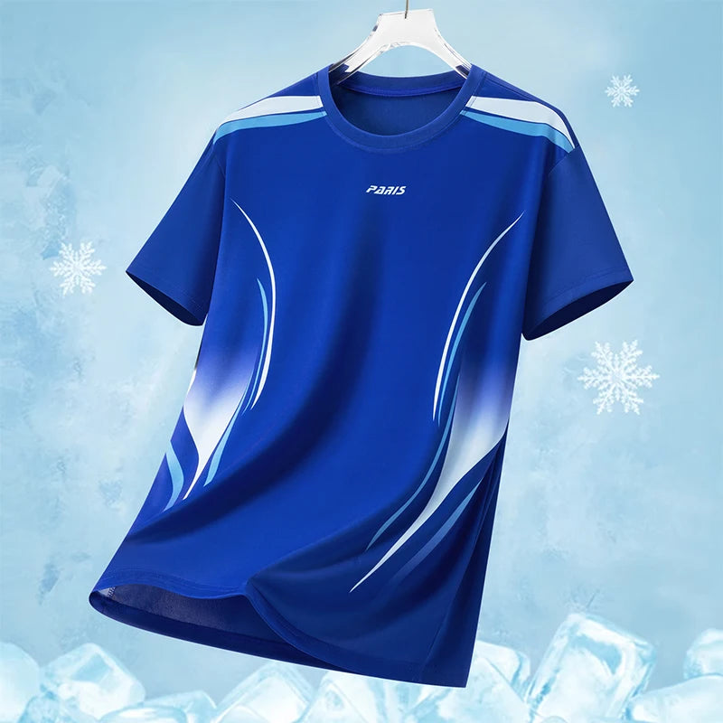 Men's Gradient Ice-Silk T-Shirt – Quick-Dry Running & Training Top