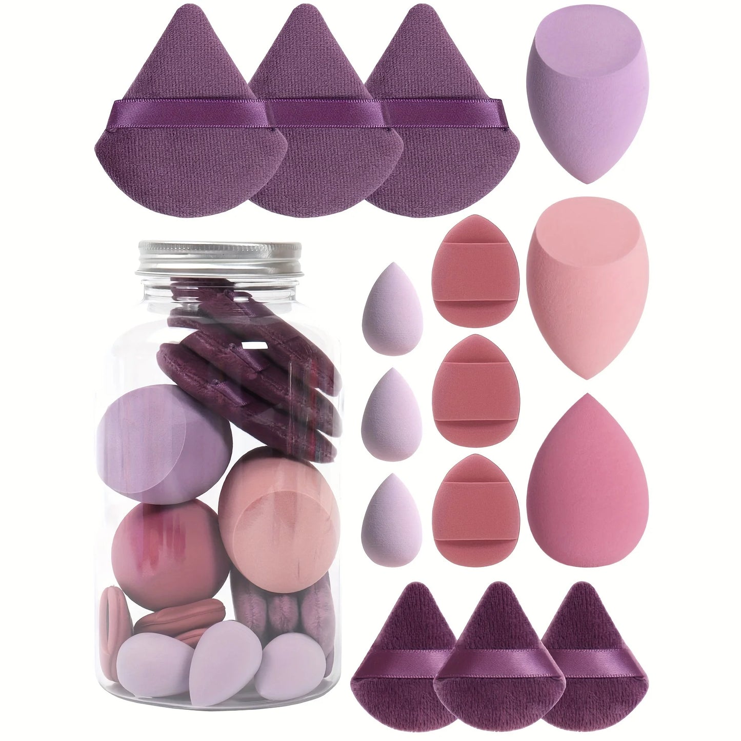 Cosmetic Powder Puffs – Loose Powder Puff Combo with Mini Makeup Egg Set & Air Cushion