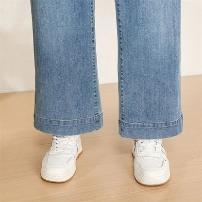 Women Wide Leg Jeans 7XL 9XL Straight Stretched Plus Size Girls Fashion Lady High Waist Female Oversized Denim Pants Trousers