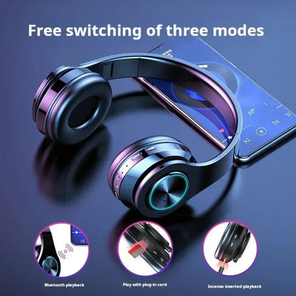 Surround Sound Stereo Wireless Earphone Head-Mounted Gaming Headphones Blutooth with Micro Phone Colourful PC Laptop Headset