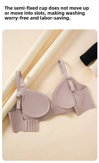 Plus Size Push Up Bra - Wireless Seamless Women Bra with Rear Hook & Beauty Back