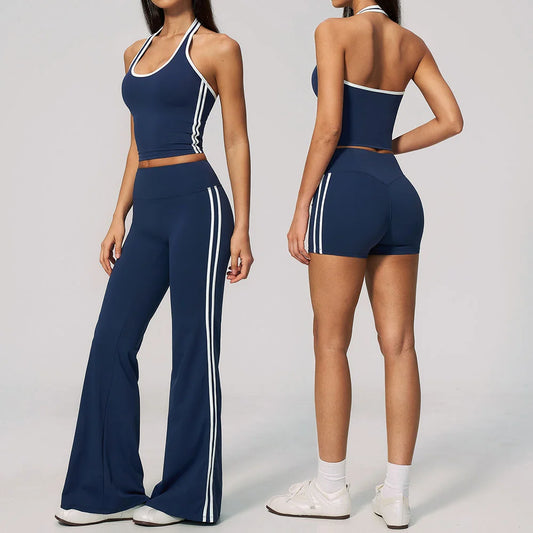 2 Pieces Workout Suit Women Yoga Outfits Athletic Wear Shockproof Halter Sports Bra High Waist Butt Lift Yoga Pants Fitness Suit