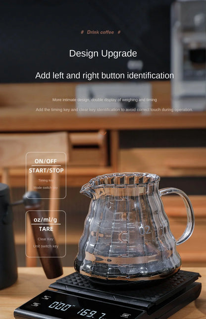 Digital Kitchen Scale - USB Charging Coffee Scale with Timer & LED Display