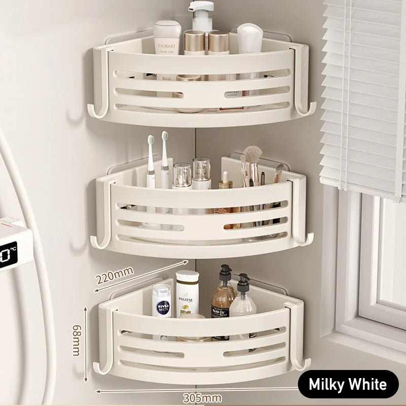Aluminium Corner Bathroom Shelf - Self-Adhesive Towel Holder No Drill Wall-Mounted Organizer