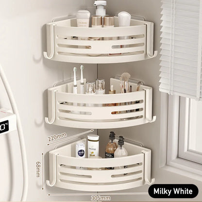 Aluminium Corner Bathroom Shelf - Self-Adhesive Towel Holder No Drill Wall-Mounted Organizer