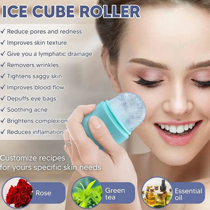 Summer Reusable Ice Face Roller Ice Cube Beauty Massage Silicone Ice Mold For Eye Puffiness Ice Facial Roller Shrink Pores