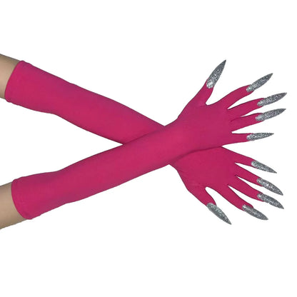 Halloween Ghost Claw Gloves - Cosplay Dress Up with Black Long Nails