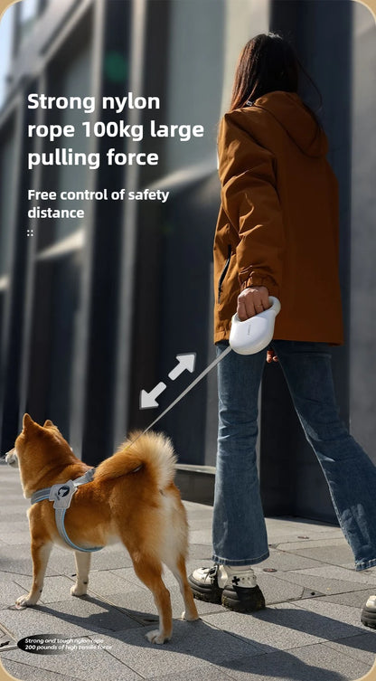 Dog Telescopic Leash 5m Reflective Leash Silicone Effort-Saving Handle Safe Walking the Dog at Night Explosion-Proof Dog Leash