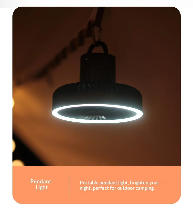 HOMEFISH Portable Rechargeable Camping Fan 4000mAh 10000mAh Wireless Ceiling Desktop Fan with Power Bank LED Light