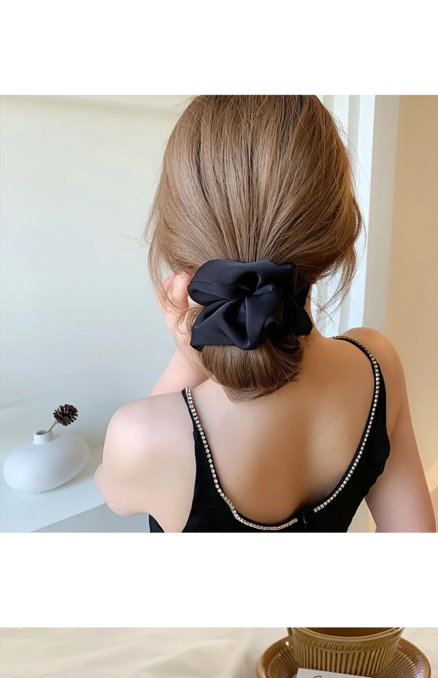 Korean Woman Big Elegant Silk Elastics Hair Band Girls Solid Color Scrunchies Hair Ties Ladies Ponytail Hold Hair Accessories