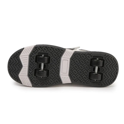 Children Roller Skates - Kids 4 Wheel Shoes With TPR Outsole & Hook And Loop Closure