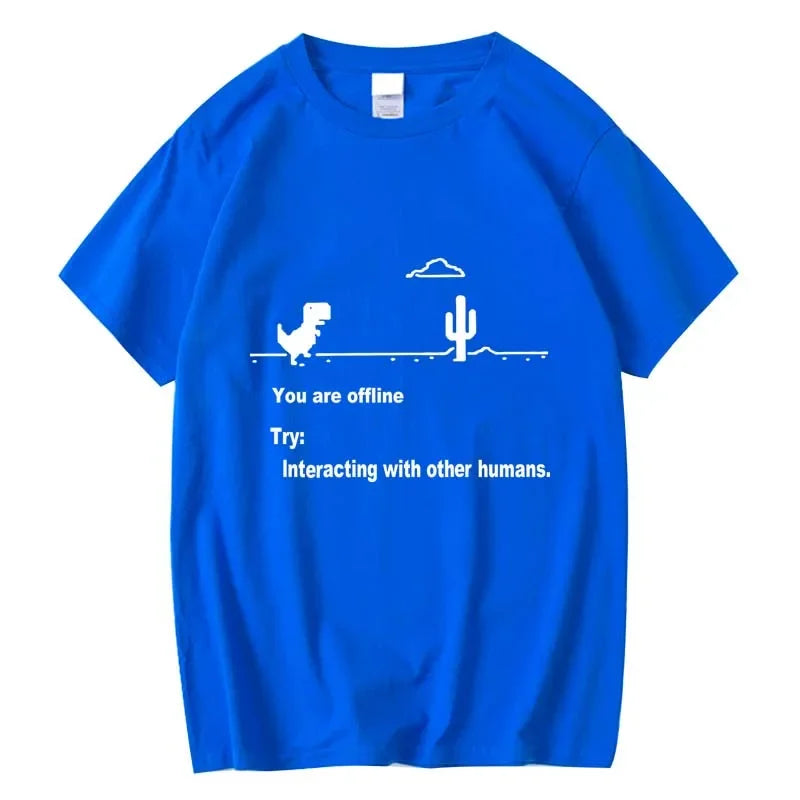Men's High Quality Cotton Blend Funny Dinosaur Print T Shirt Loose O-neck Men Tshirt Short Sleeve T-shirt Male Tees Tops