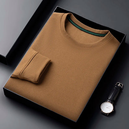 Men's Casual T-Shirt - Breathable Waffle Knit Long Sleeve Tee | Comfortable Spring Autumn Top