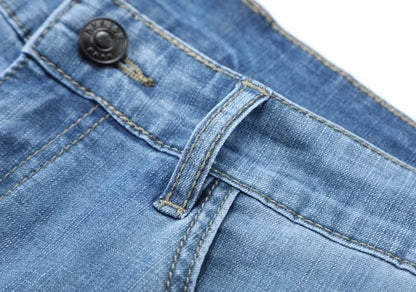 2026 Summer Brand Clothing Men's Straight Loose Lightweight Jeans Classic Badge Business Casual Thin Cotton Stretch Pants