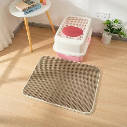 Cat Litter Mat with Gift Double Layer Waterproof Pet Litter Box Mat Non-slip Sand Cat Pad Washable Bed Mat Clean Pad Products