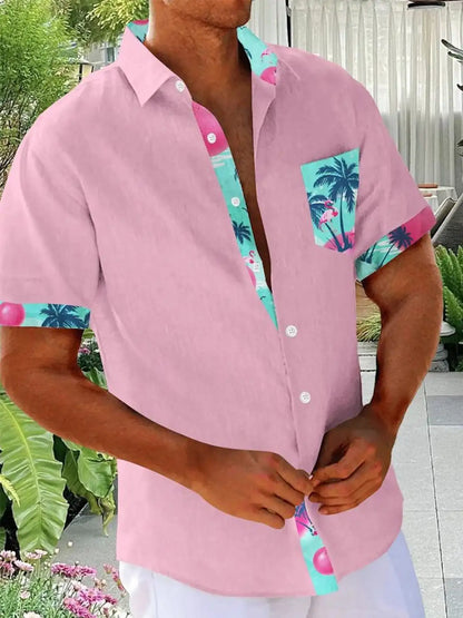 Men's shirts, button up shirts, casual shirts, spring and summer, printed short sleeves, daily, fashionable, comfortable