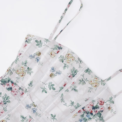 Summer Midi Dress - Women's Floral Print Elegant Camisole Fit and Flare Holiday Dress