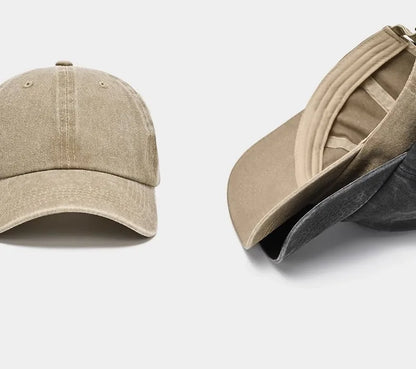 Sunscreen Water Washed MEN'S Baseball Cap with a Small Face, Retro Distressed and Versatile Trendy Duck Tongue Hat, MEN'S Big He