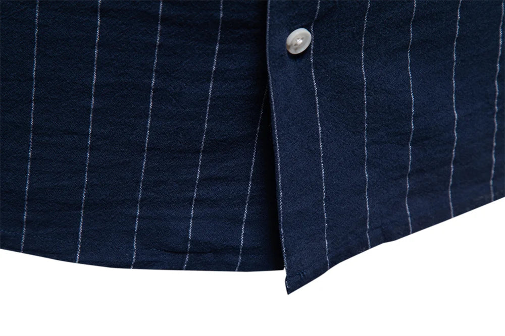 AIOPESON Men's Casual Stripe Design Shirt Short Sleeve Button Pocket Cotton Soft Breathable Lightweight Summer Daily Wear