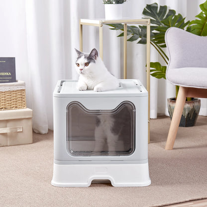 Foldable XXL Cat Litter Box - Large Space with Front Entry  Top Exit - ZOOMNSTORE