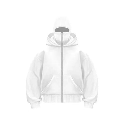 Men and Women Balaclava Y2K Gothic Harajuku Spring Autumn Winter New Item Double Hooded Sweatshirt Men Hooded Mask Zipper Jacket