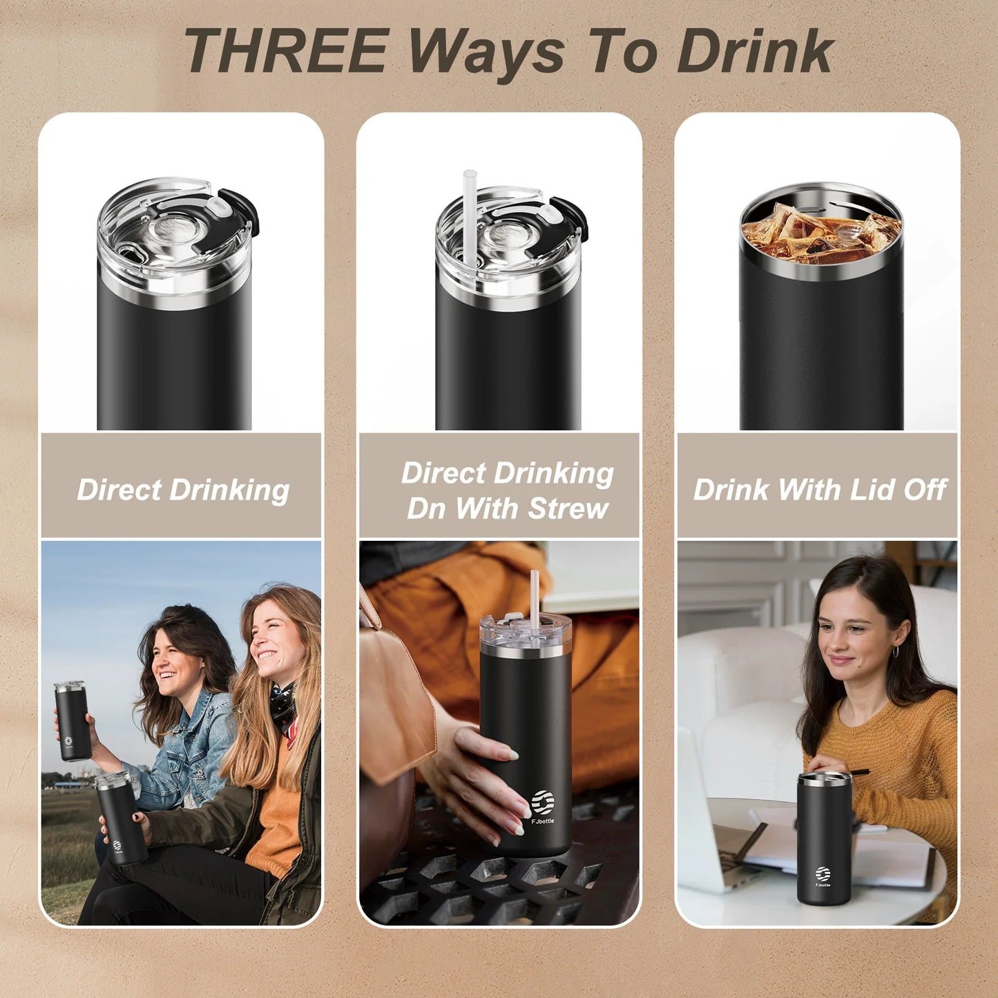 Stainless Steel Coffee Tumbler with Straw - Portable Travel Mug 1620oz - ZOOMNSTORE