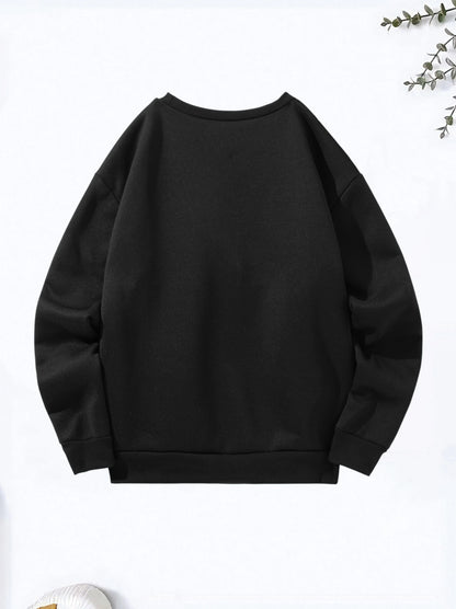 Women's autumn and winter casual fashion loose and comfortable Blessed printed round neck long sleeved warm pullover sweater